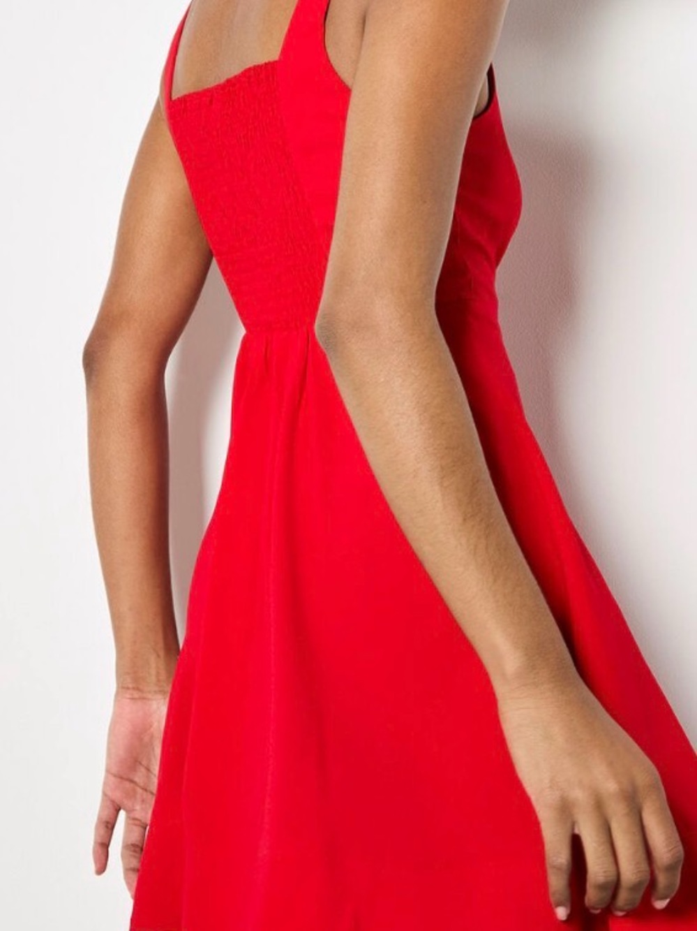 Red Cowl-Neck Women's Dress with Adjustable Straps - Picture 2 of 3